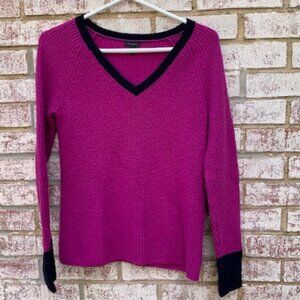 Women’s Talbots Ribbed Color Block Long Sleeve V-Neck Sweater size S